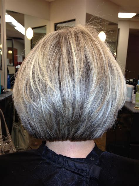 Grey Bob with a Layered Fringe