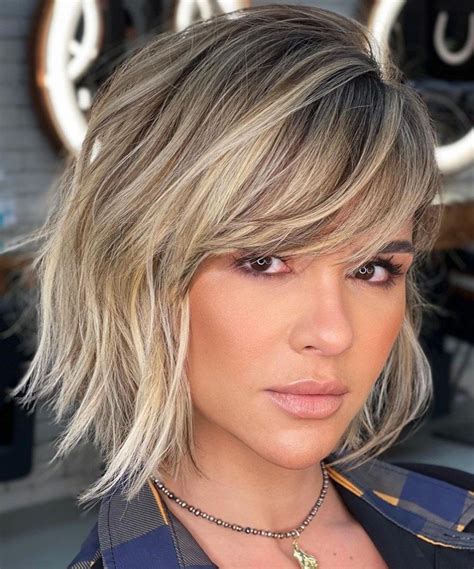 Grey Bob with a Side Swept Fringe