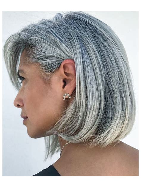 Grey Long Bob