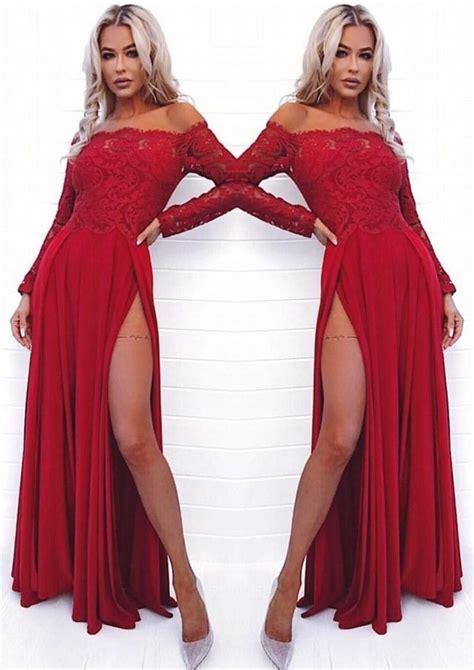 Long-Sleeved Red Gown