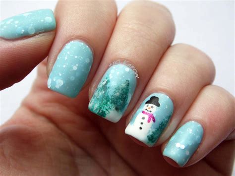 Snowy Scene Nail Art