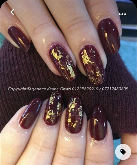 Red and Gold Leaves Nail Art