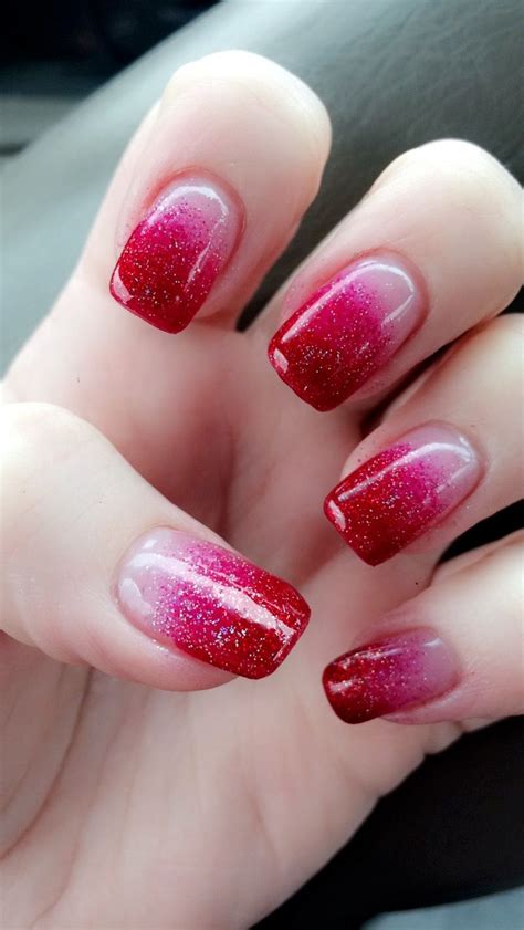 Red Glitter Ombre Nail Art