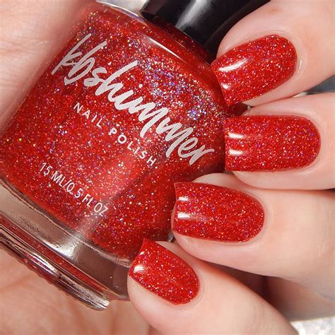 Red Holographic Glitter Nail Art